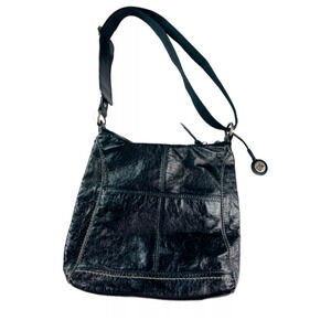 The Sak Womens Boho Black Leather Crossbody Purse Shoulder Bag Adjustable